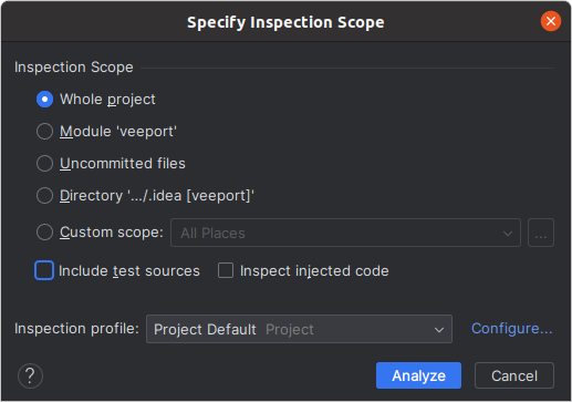 Disabling Analysis in Test Folder